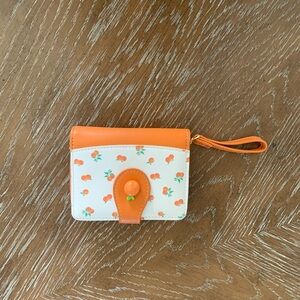 Source Unknown Orange and White Fruit Pattern wallet and card Holder